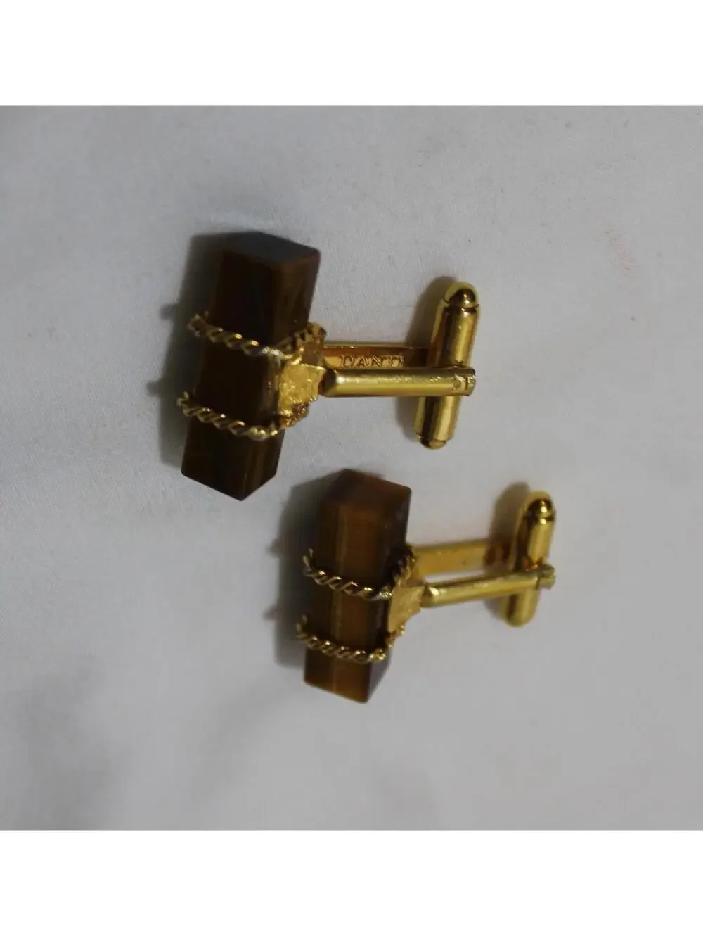 Vintage DANTE Tiger Eye Bar Cuff Links